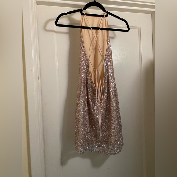 Pink Sequin Backless Mini Party Dress sz Med barbiecore - Picture 9 of 10